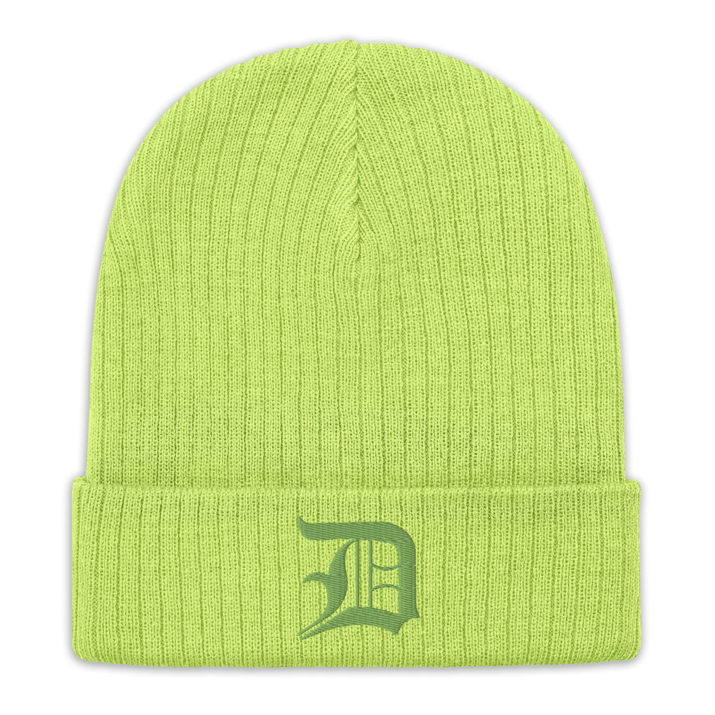 Detroit 'Old English D' Ribbed Beanie (Green)