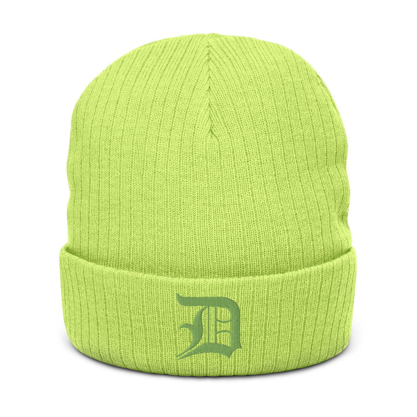 Detroit 'Old English D' Ribbed Beanie (Green)