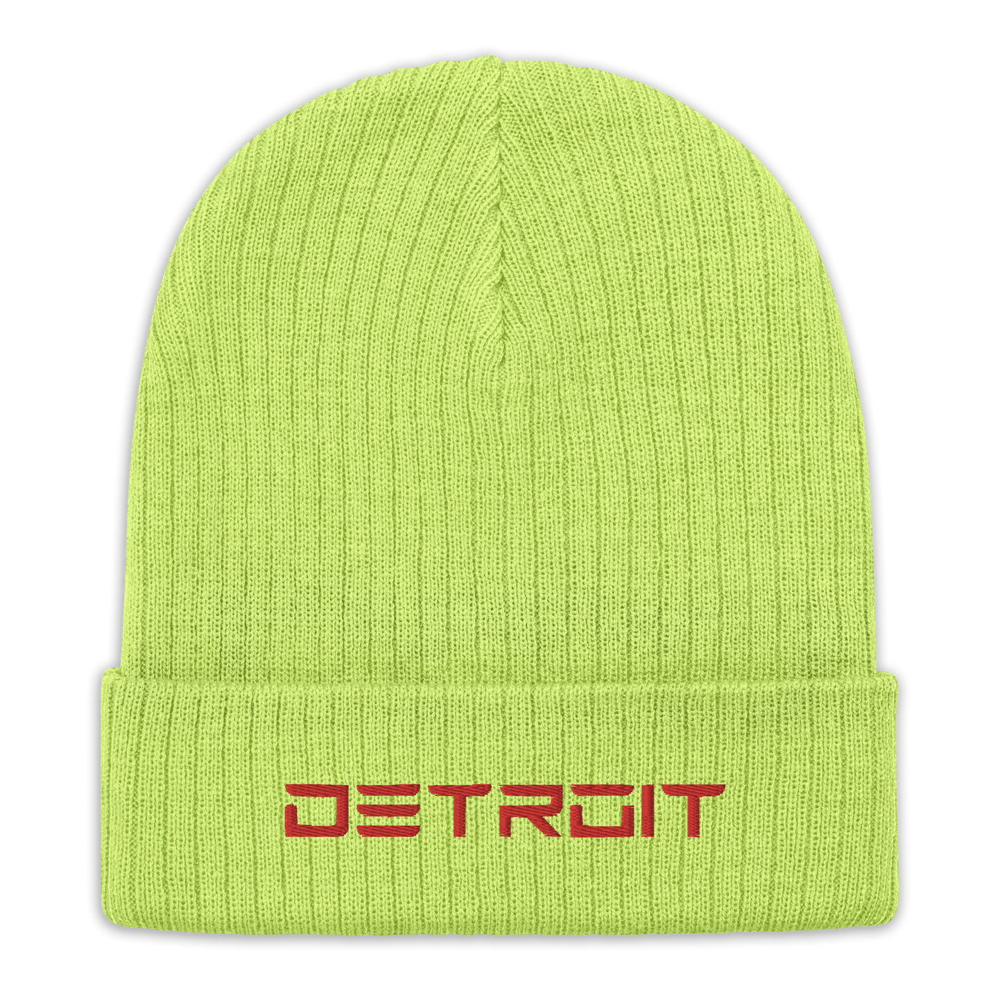 'Detroit' Ribbed Beanie (Electric Font) | Red