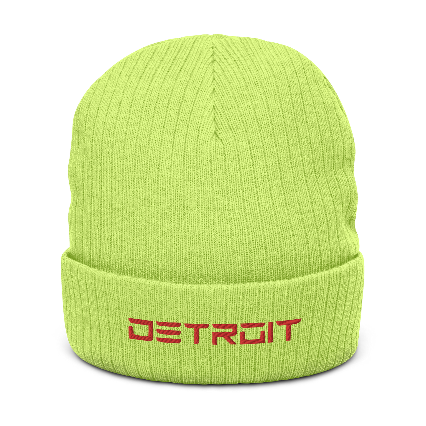 'Detroit' Ribbed Beanie (Electric Font) | Red