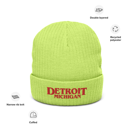 'Detroit Michigan' Ribbed Beanie (80s Teen Drama Parody)