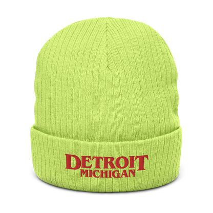 'Detroit Michigan' Ribbed Beanie (80s Teen Drama Parody)