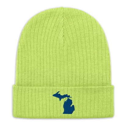 Michigan Ribbed Beanie | Blue Outline