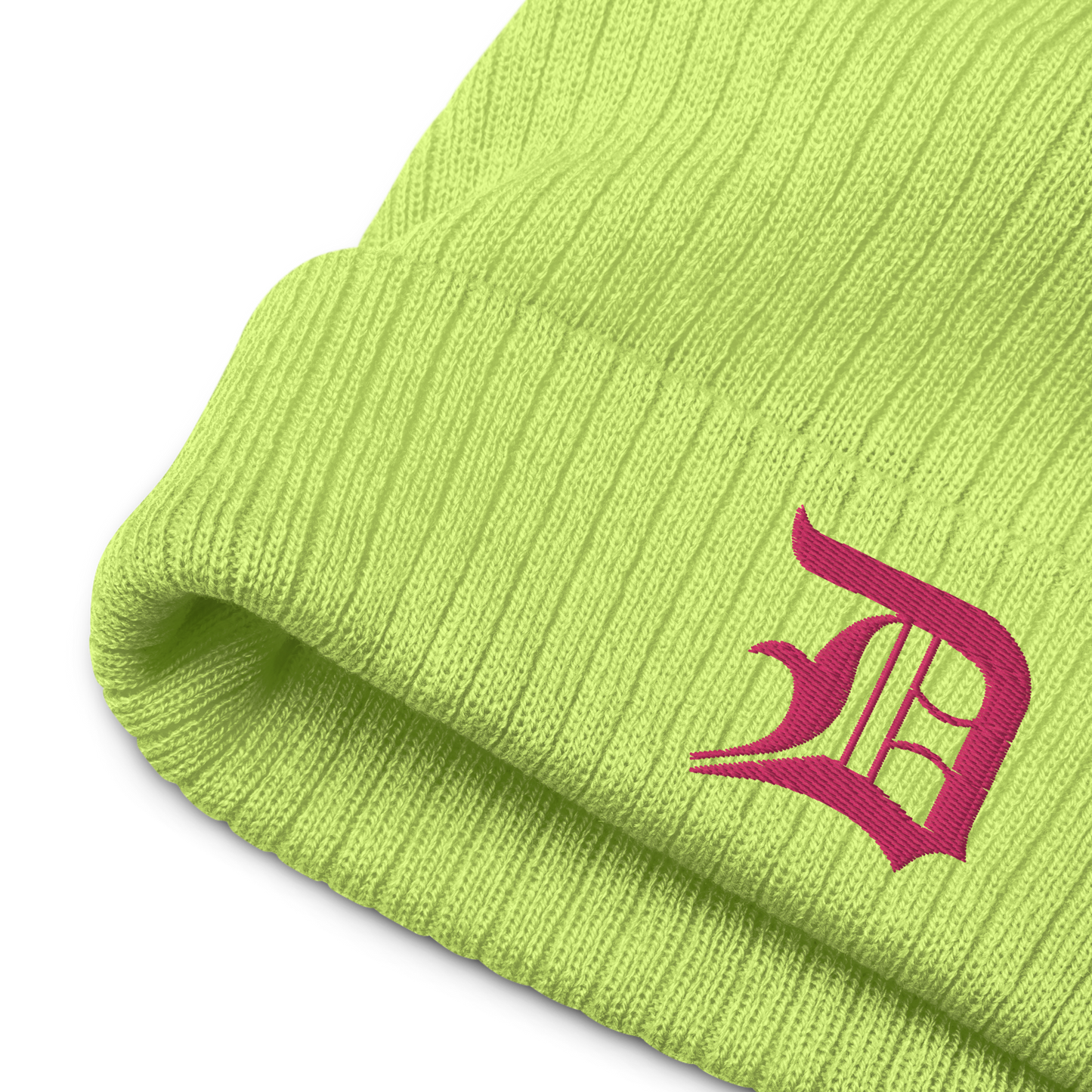 Detroit 'Old English D' Ribbed Beanie (Pink)