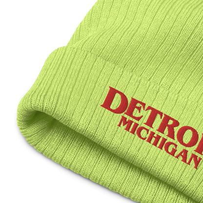 'Detroit Michigan' Ribbed Beanie (80s Teen Drama Parody)