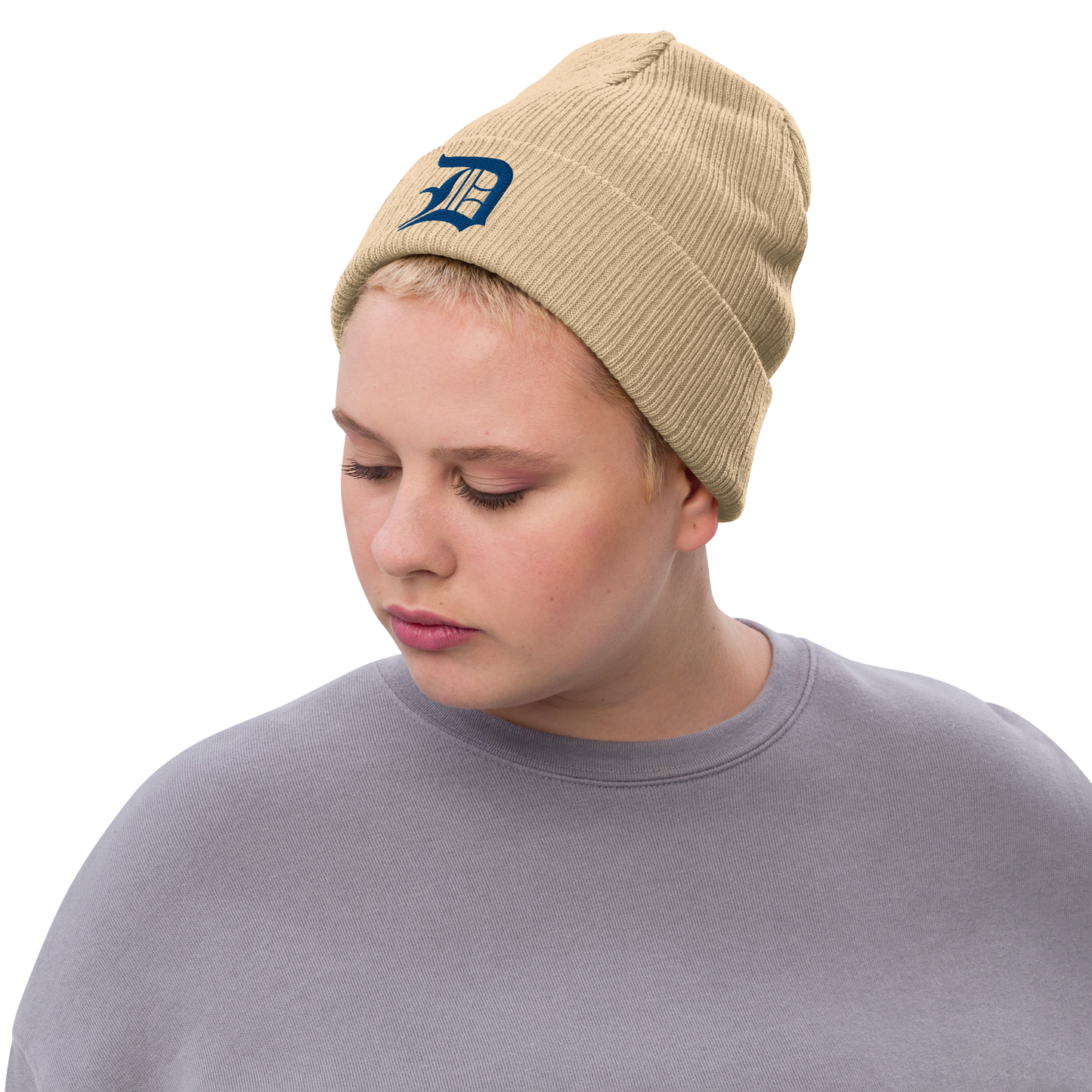 Detroit 'Old English D' Ribbed Beanie (Royal Blue)