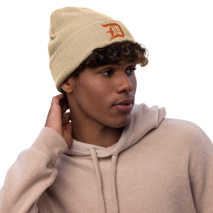 Detroit 'Old English D' Ribbed Beanie (Orange)