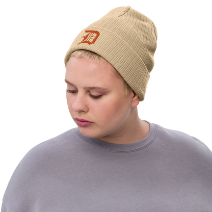 Detroit 'Old English D' Ribbed Beanie (Orange)