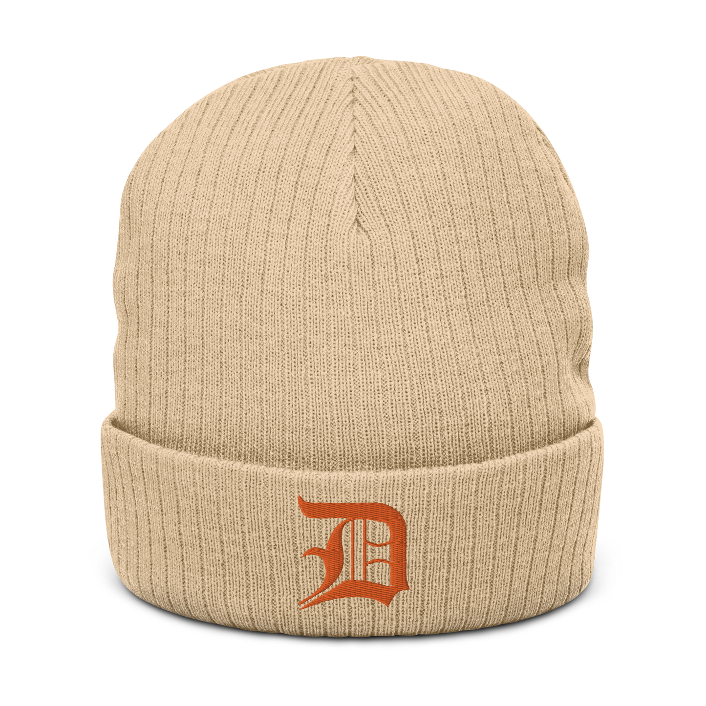 Detroit 'Old English D' Ribbed Beanie (Orange)