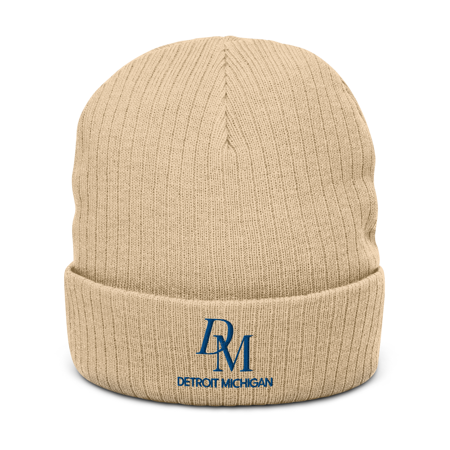 'DM Detroit Michigan' Ribbed Beanie (Royal Blue)