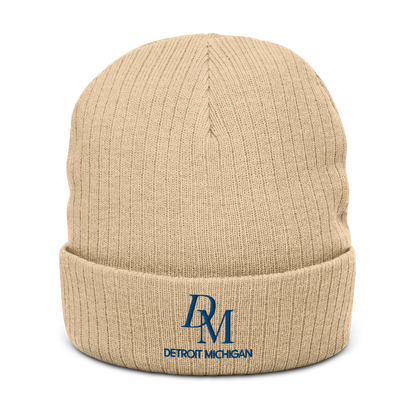 'DM Detroit Michigan' Ribbed Beanie (Royal Blue)