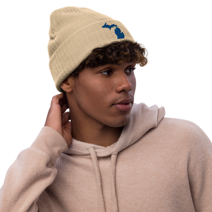 Michigan Ribbed Beanie | Blue Outline