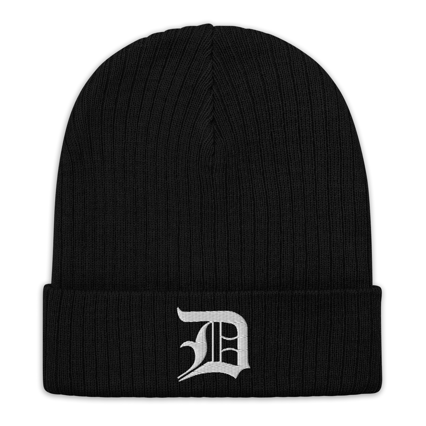 Detroit 'Old English D' Ribbed Beanie