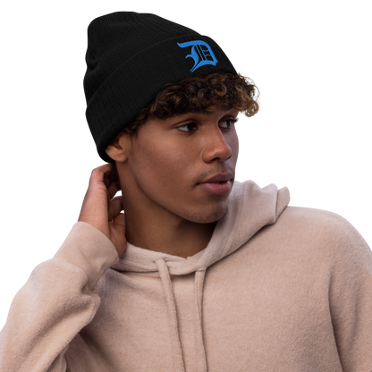 Detroit 'Old English D' Ribbed Beanie (Azure)