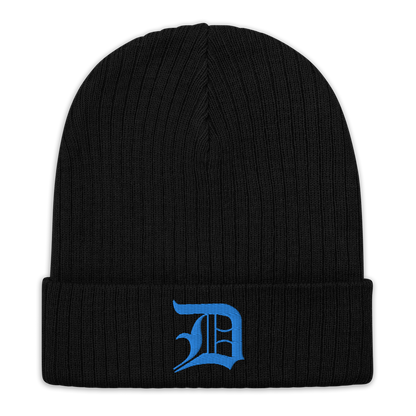 Detroit 'Old English D' Ribbed Beanie (Azure)