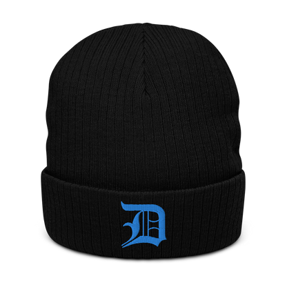 Detroit 'Old English D' Ribbed Beanie (Azure)