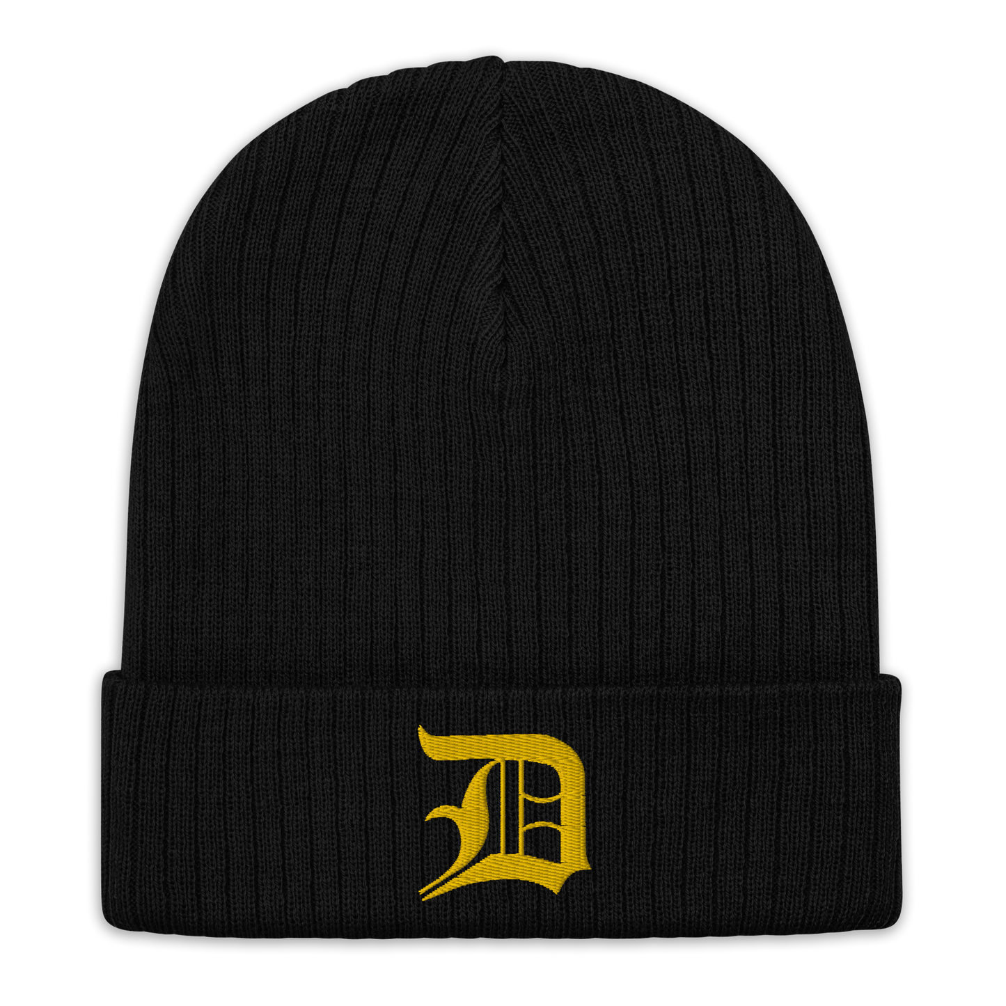 Detroit 'Old English D' Ribbed Beanie (Gold)