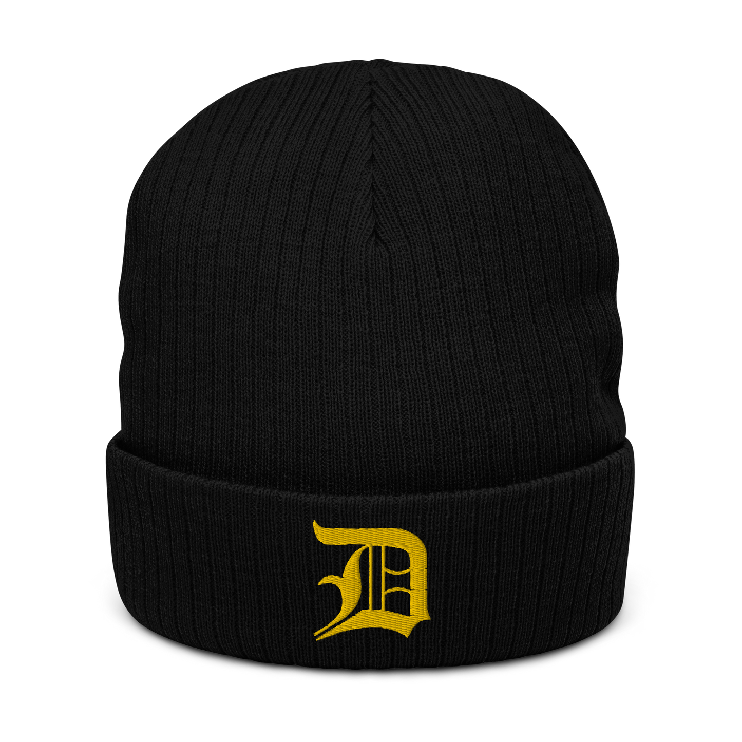 Detroit 'Old English D' Ribbed Beanie (Gold)