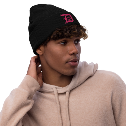 Detroit 'Old English D' Ribbed Beanie (Pink)