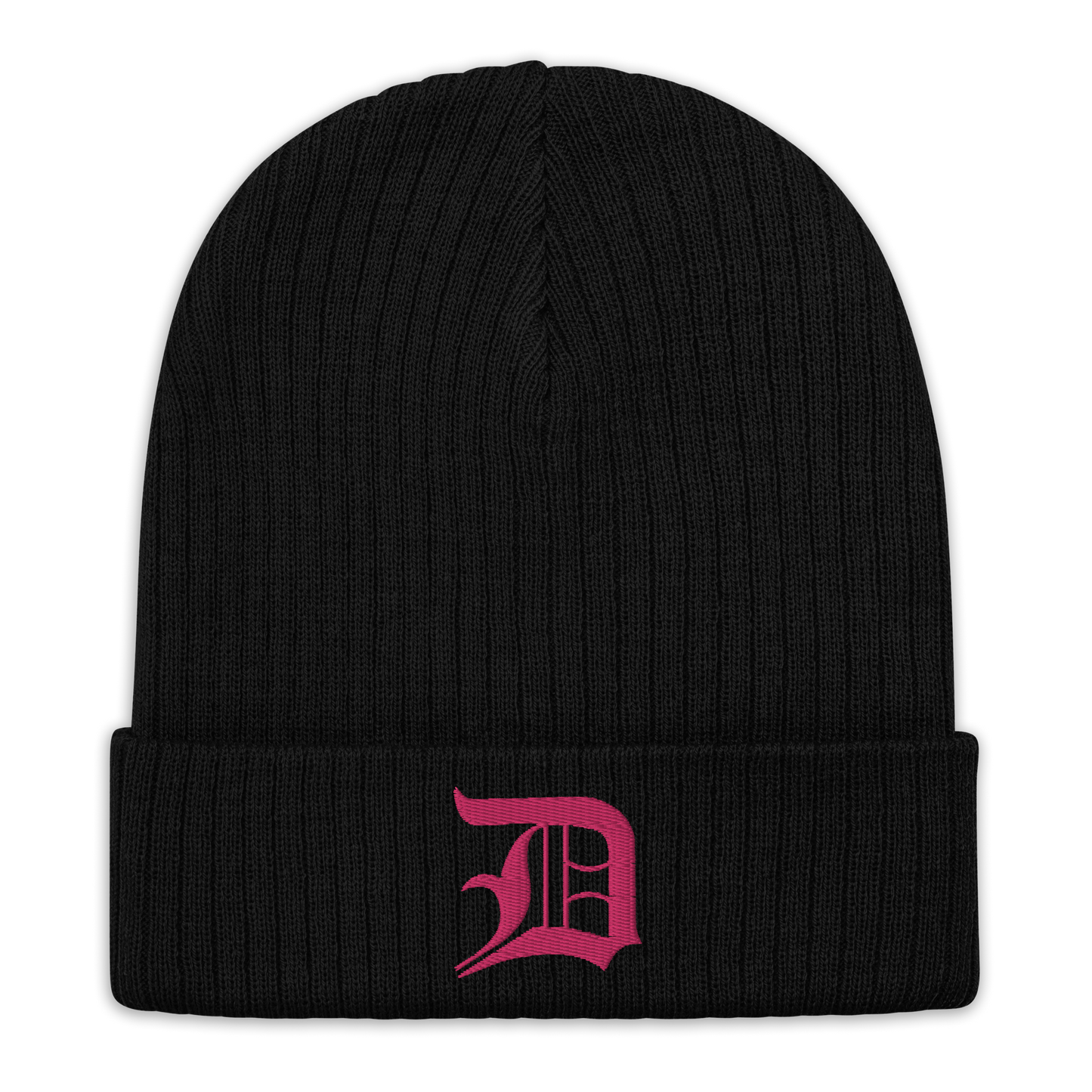 Detroit 'Old English D' Ribbed Beanie (Pink)