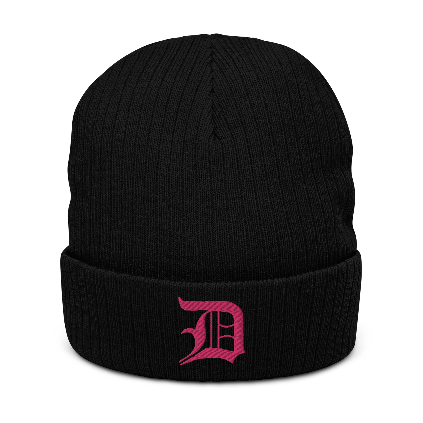 Detroit 'Old English D' Ribbed Beanie (Pink)