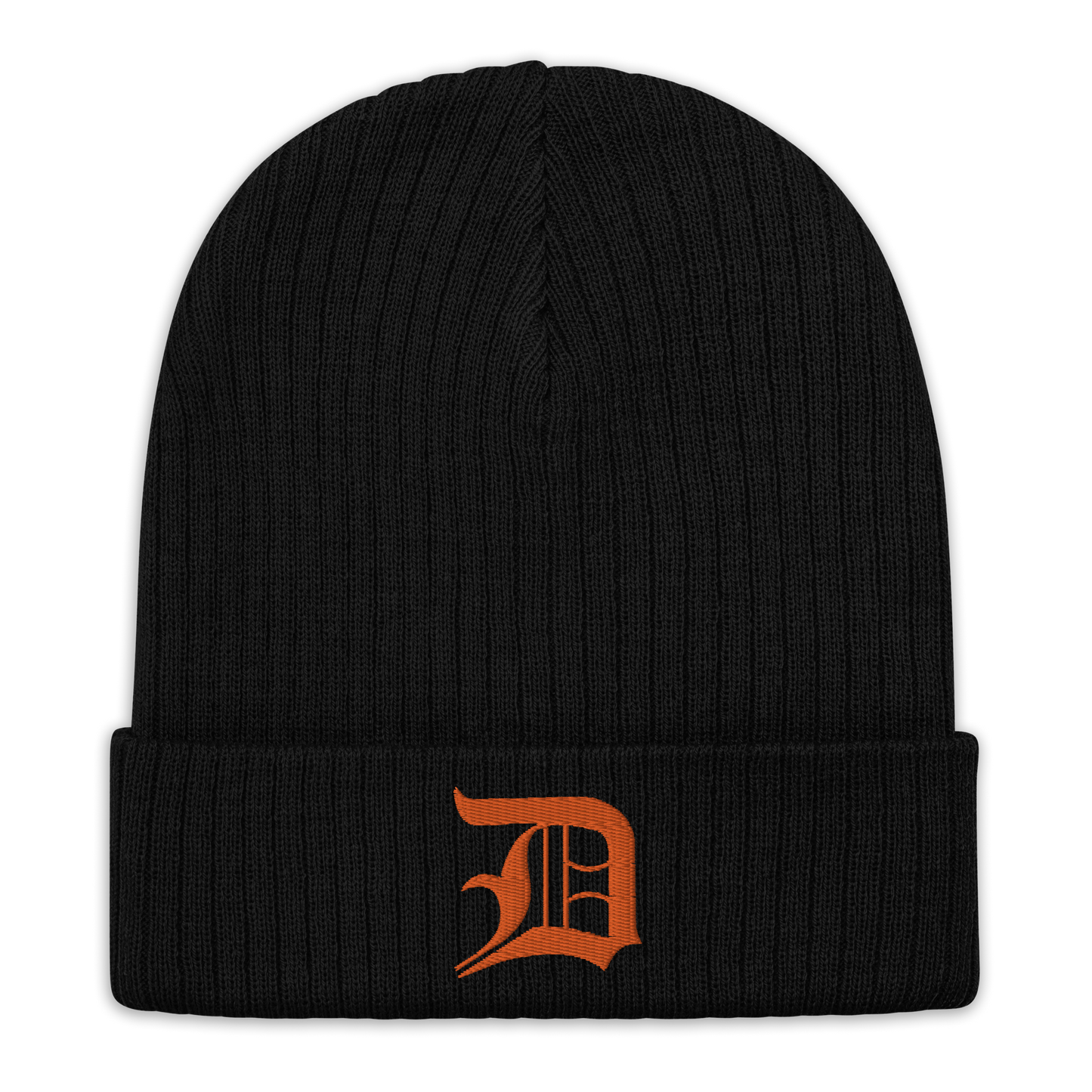 Detroit 'Old English D' Ribbed Beanie (Orange)