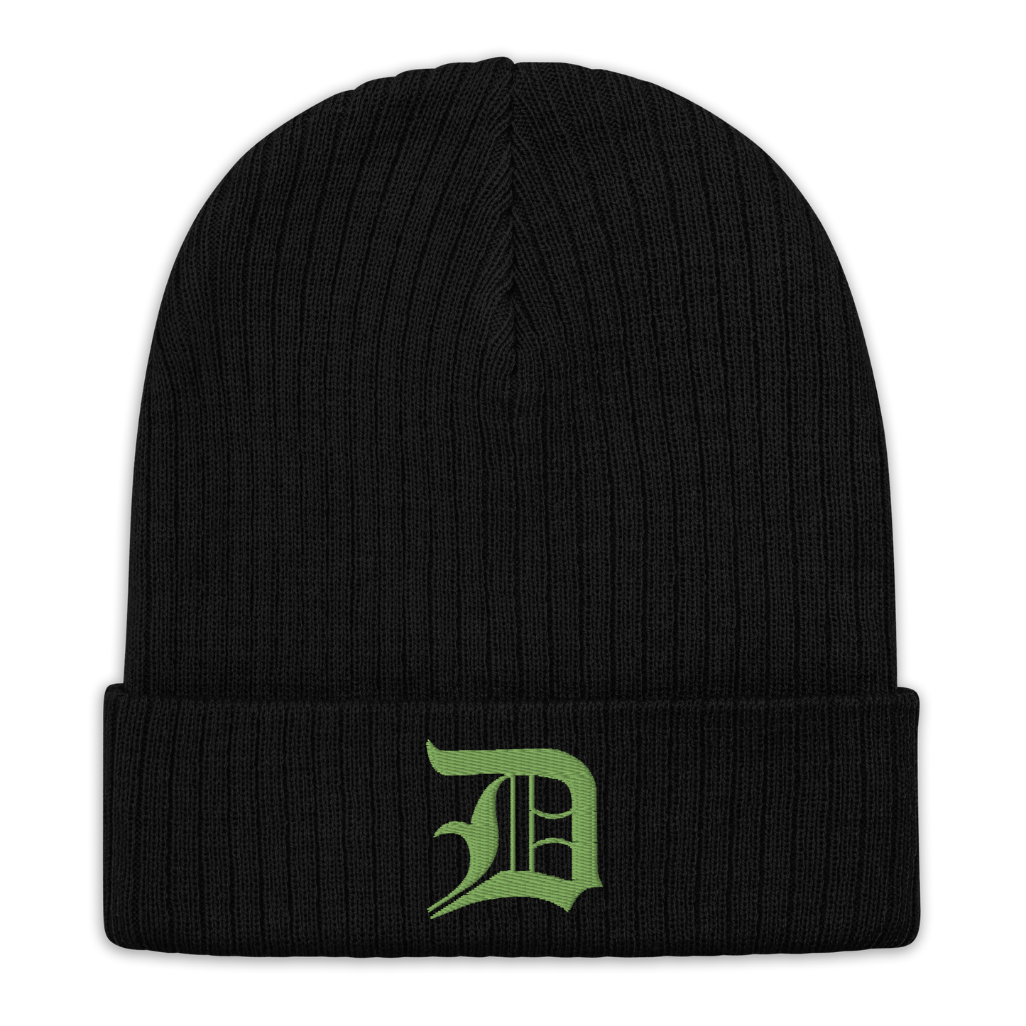 Detroit 'Old English D' Ribbed Beanie (Green)