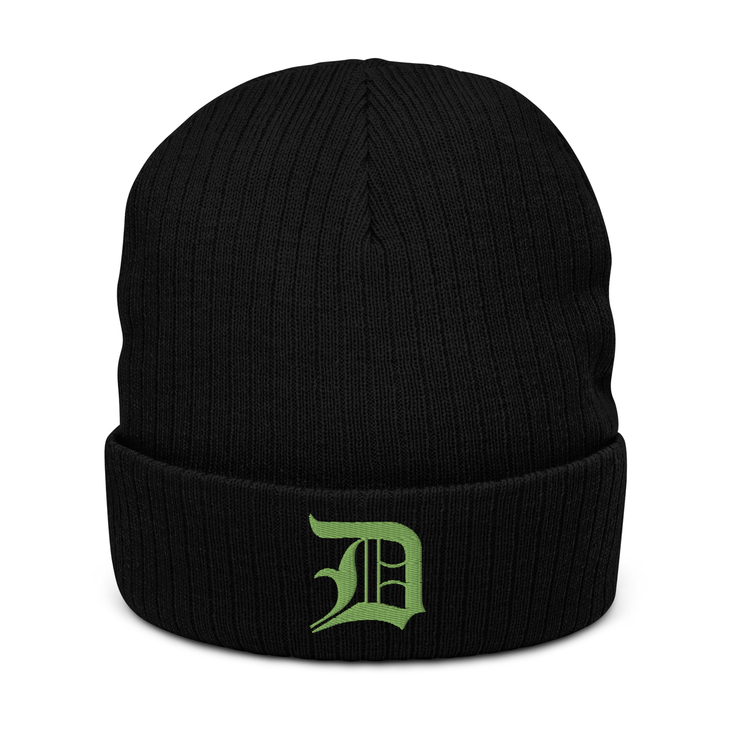 Detroit 'Old English D' Ribbed Beanie (Green)