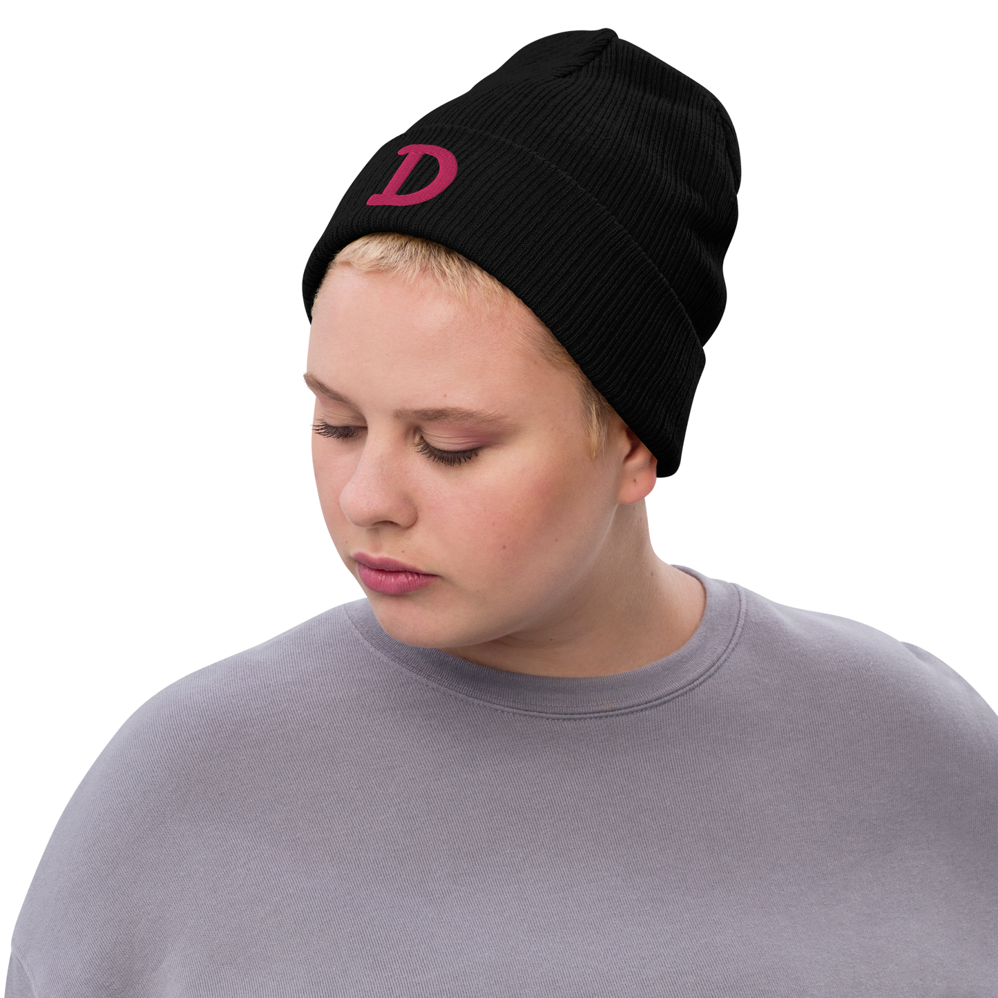 Detroit 'Old French D' Ribbed Beanie (Pink)