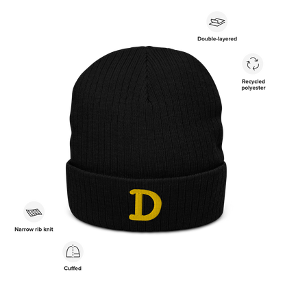 Detroit 'Old French D' Ribbed Beanie (Gold)