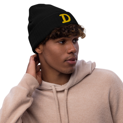 Detroit 'Old French D' Ribbed Beanie (Gold)