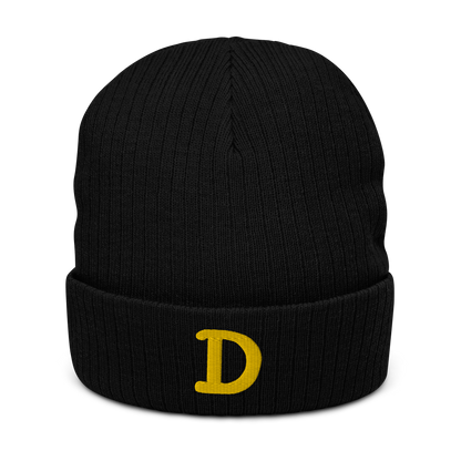 Detroit 'Old French D' Ribbed Beanie (Gold)