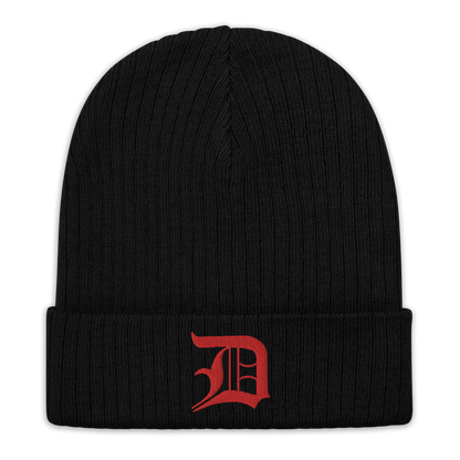 Detroit 'Old English D' Ribbed Beanie (Red)