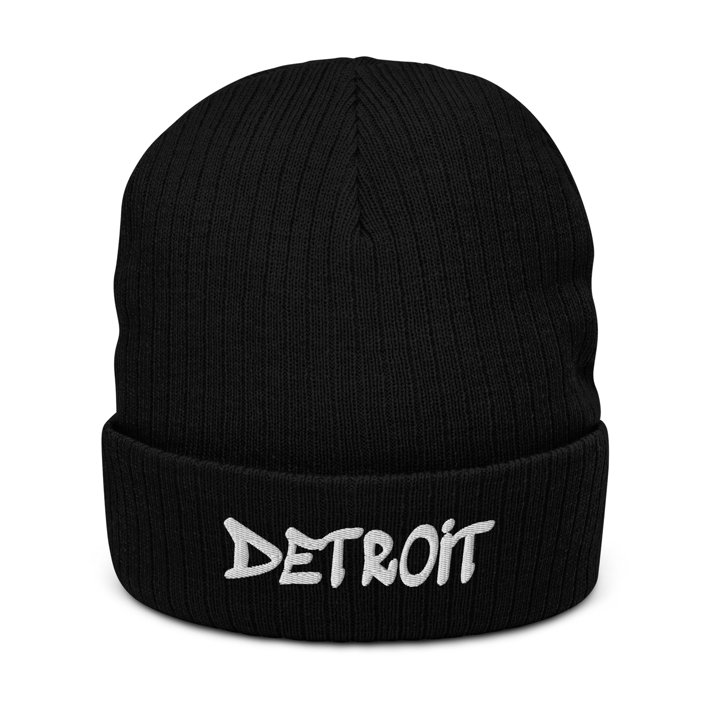 'Detroit' Ribbed Beanie (Tag Font)