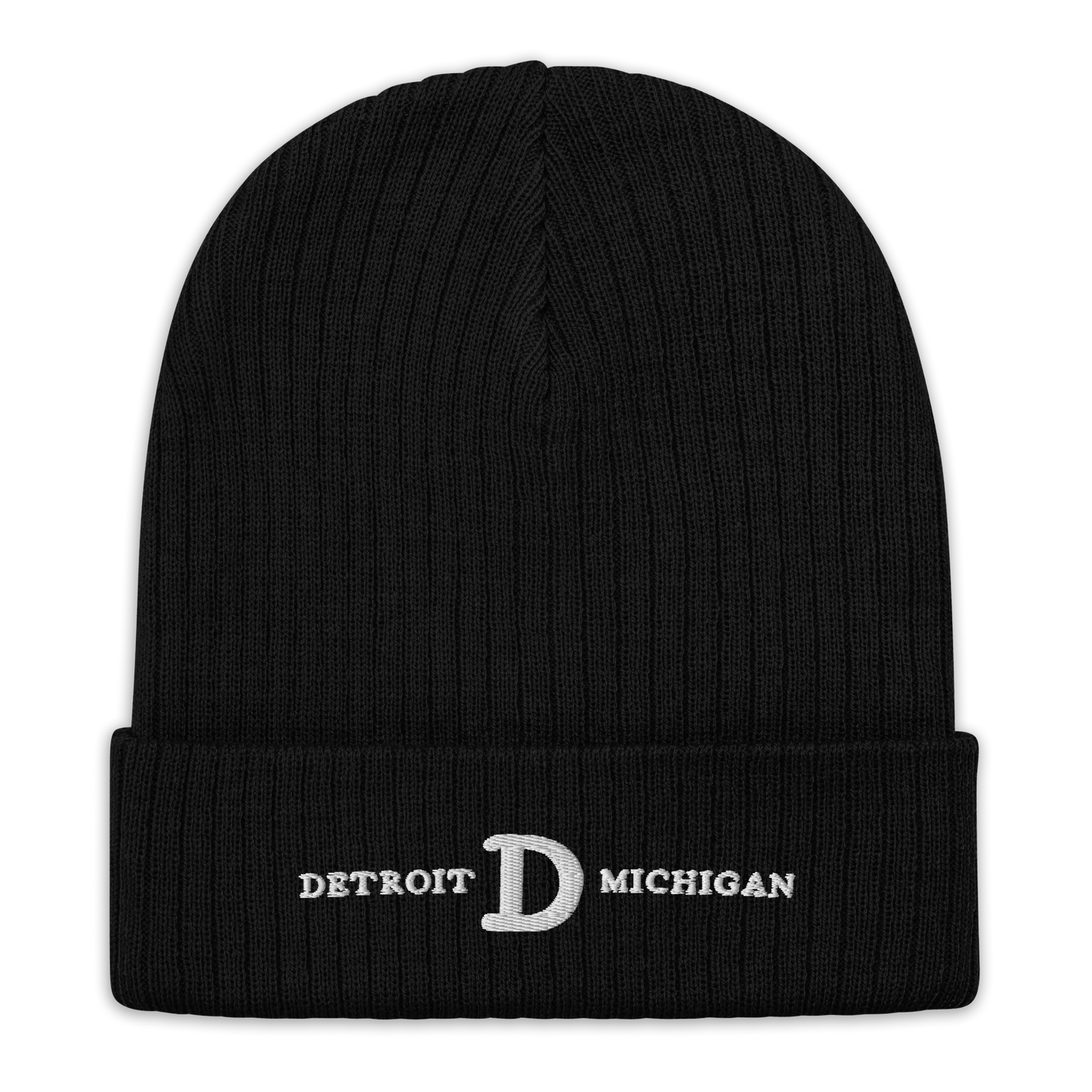 'Detroit Michigan' Ribbed Beanie (w/ Old French D)