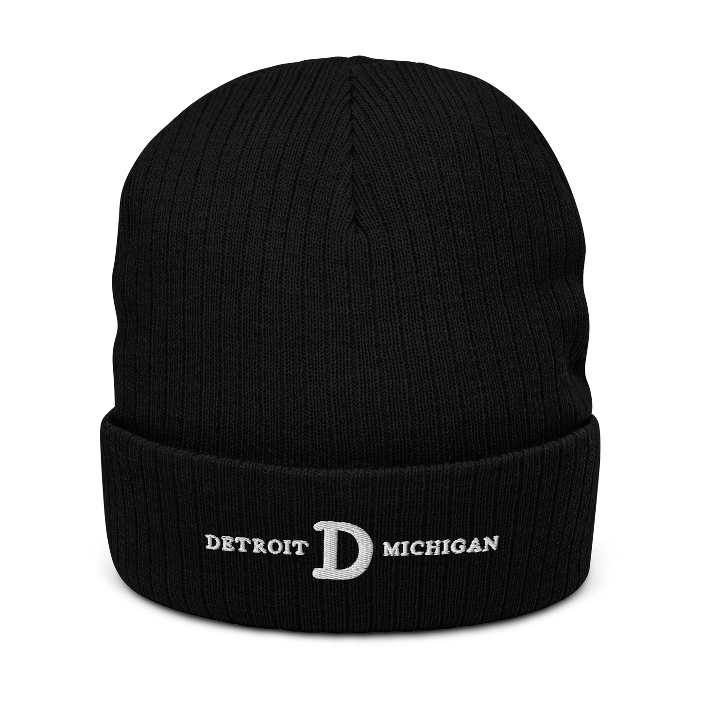 'Detroit Michigan' Ribbed Beanie (w/ Old French D)