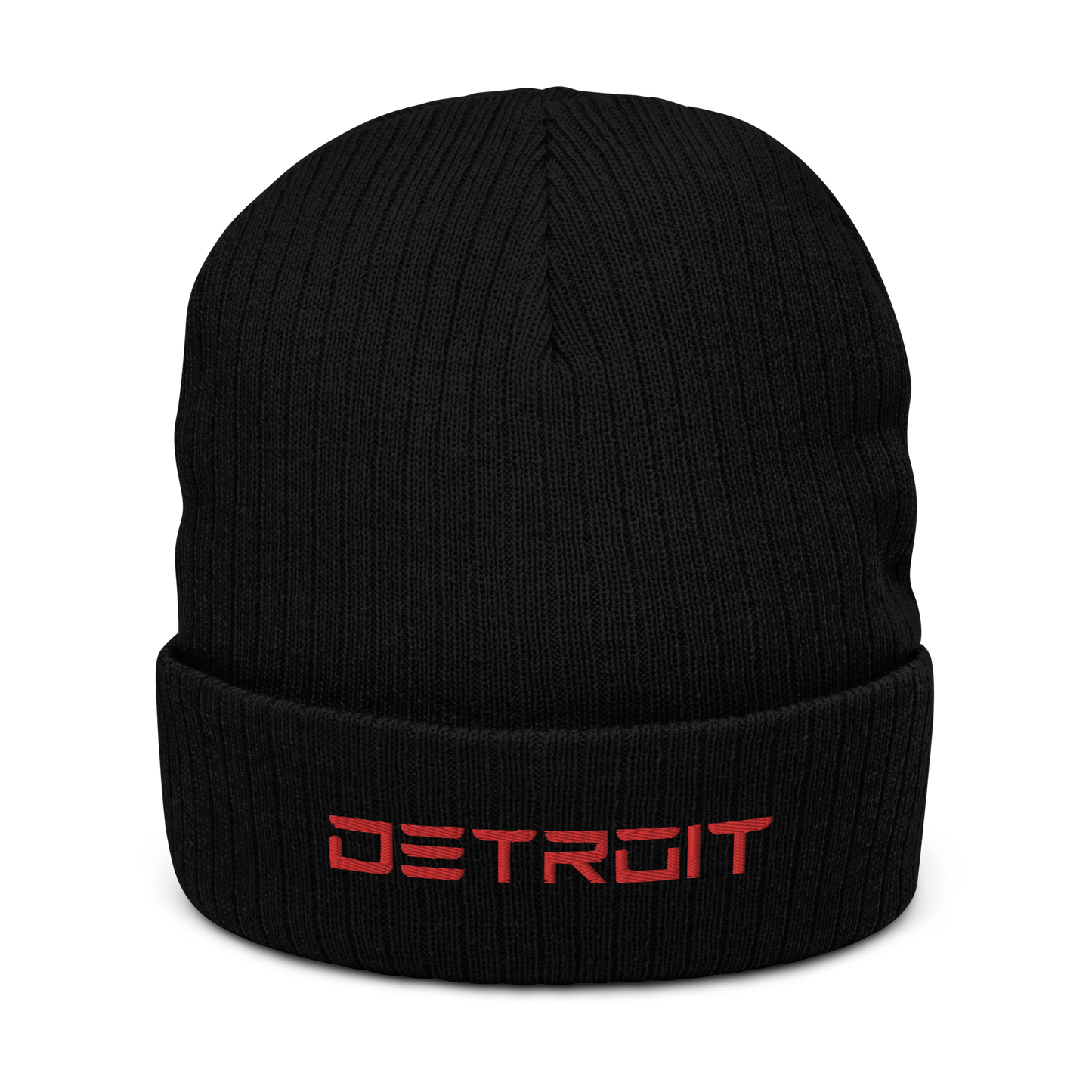 'Detroit' Ribbed Beanie (Electric Font) | Red