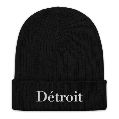 'Détroit' Ribbed Knit Beanie (Didone Font)