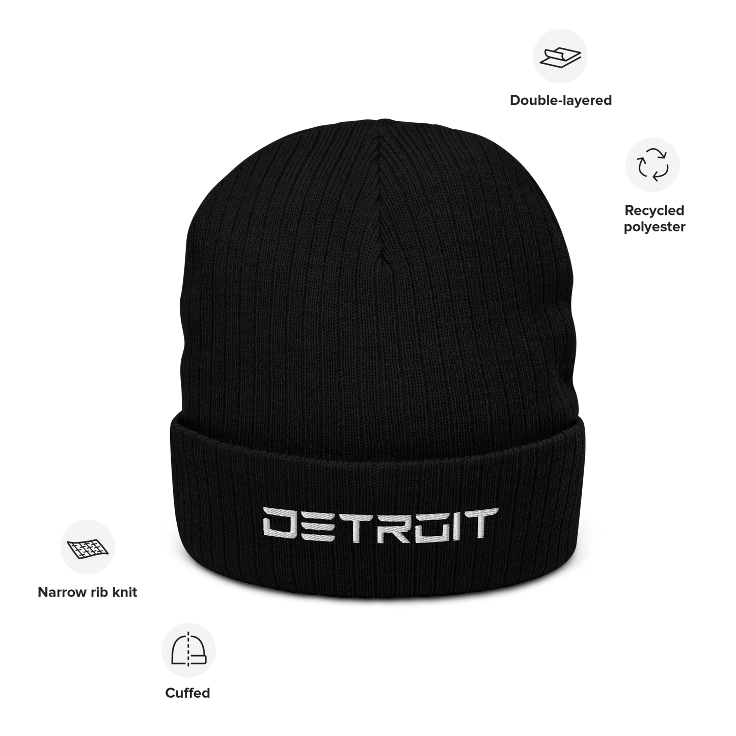 'Detroit' Ribbed Beanie (Electric Font)