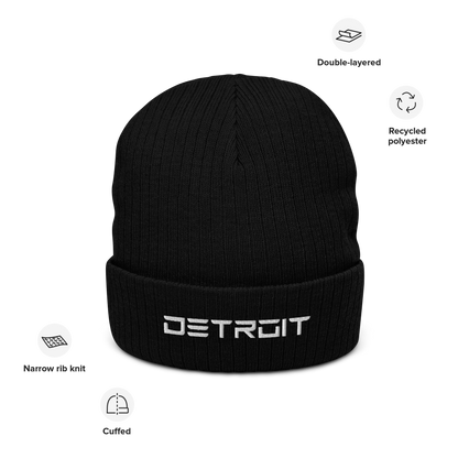 'Detroit' Ribbed Beanie (Electric Font)