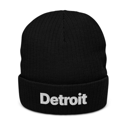 'Detroit' Ribbed Beanie (Small SUV Font)