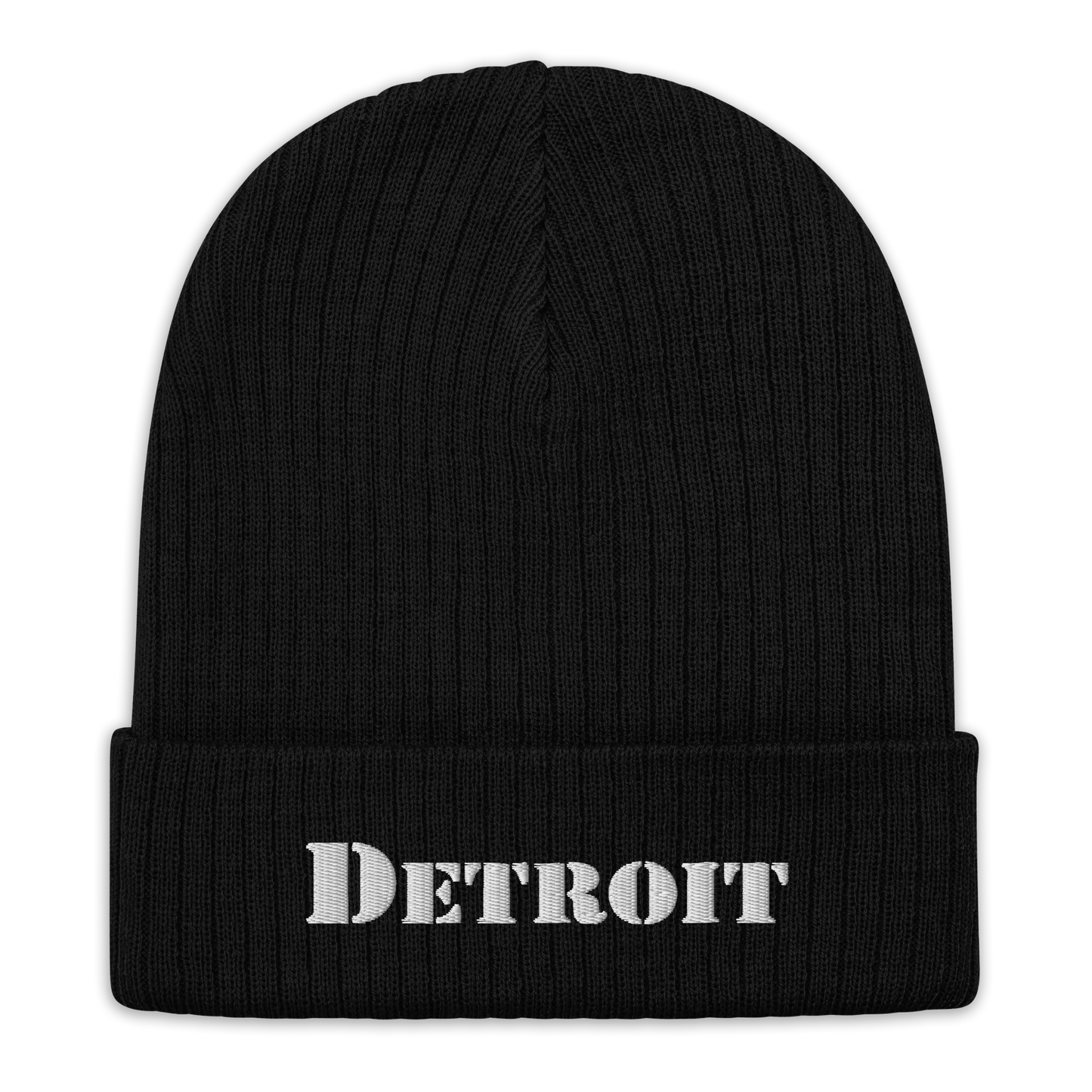 'Detroit' Ribbed Beanie (Army Font)