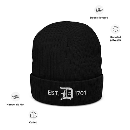 Detroit 'EST. 1701' Ribbed Beanie (w/ Old English 'D')