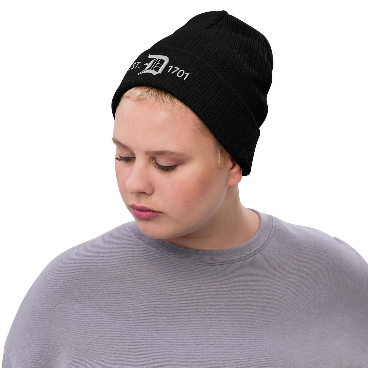 Detroit 'EST. 1701' Ribbed Beanie (w/ Old English 'D')