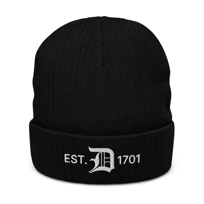 Detroit 'EST. 1701' Ribbed Beanie (w/ Old English 'D')