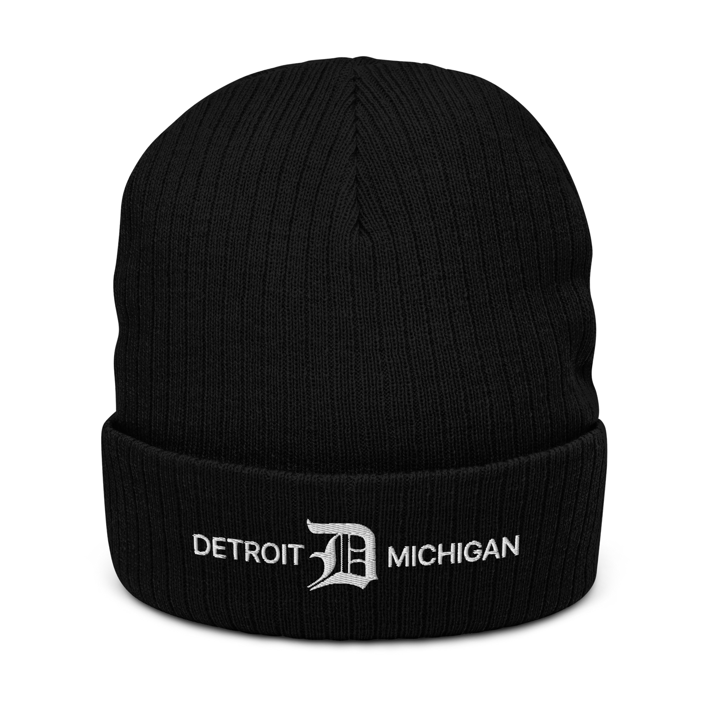 'Detroit Michigan' Ribbed Beanie (w/ Old English 'D')