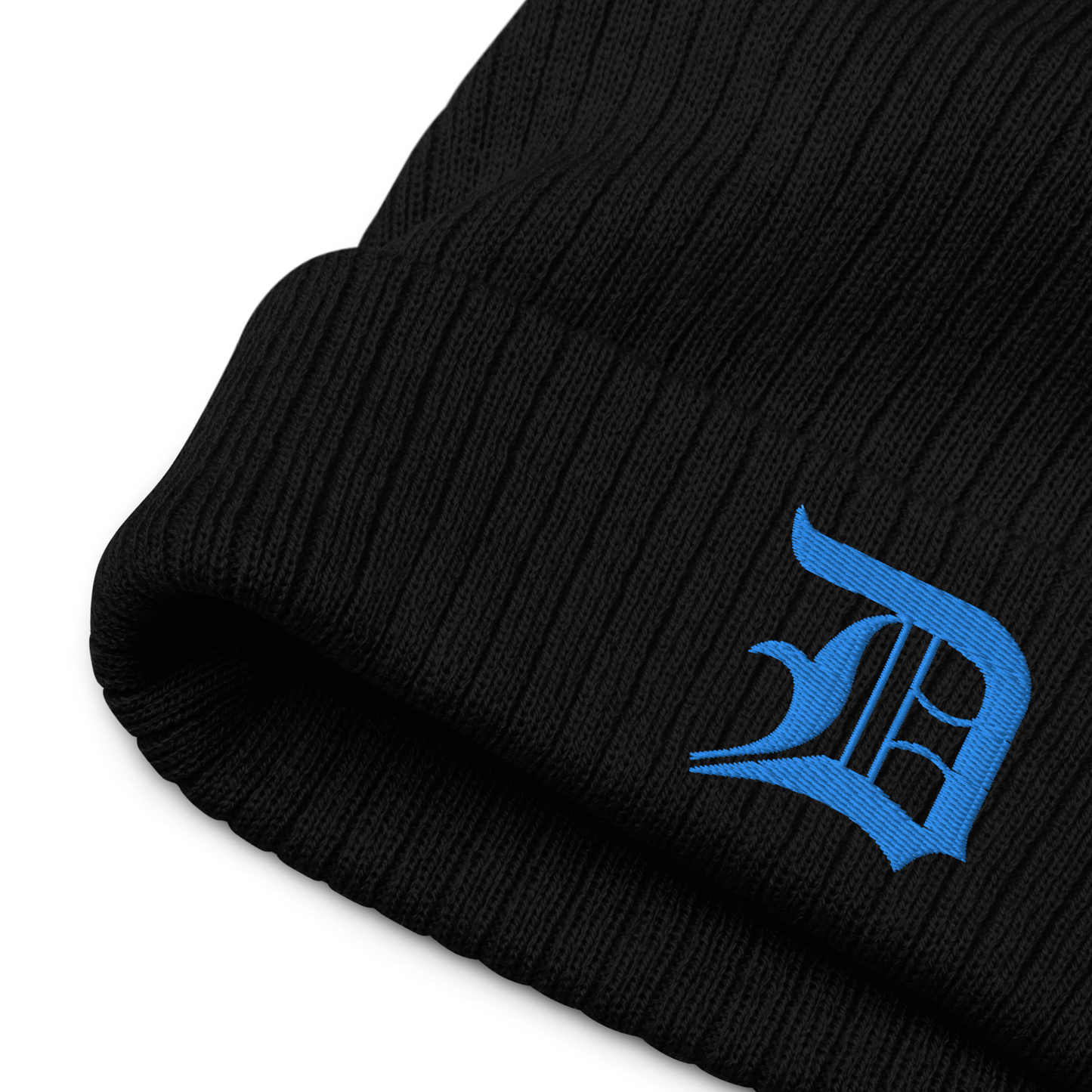 Detroit 'Old English D' Ribbed Beanie (Azure)
