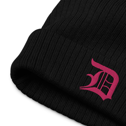 Detroit 'Old English D' Ribbed Beanie (Pink)