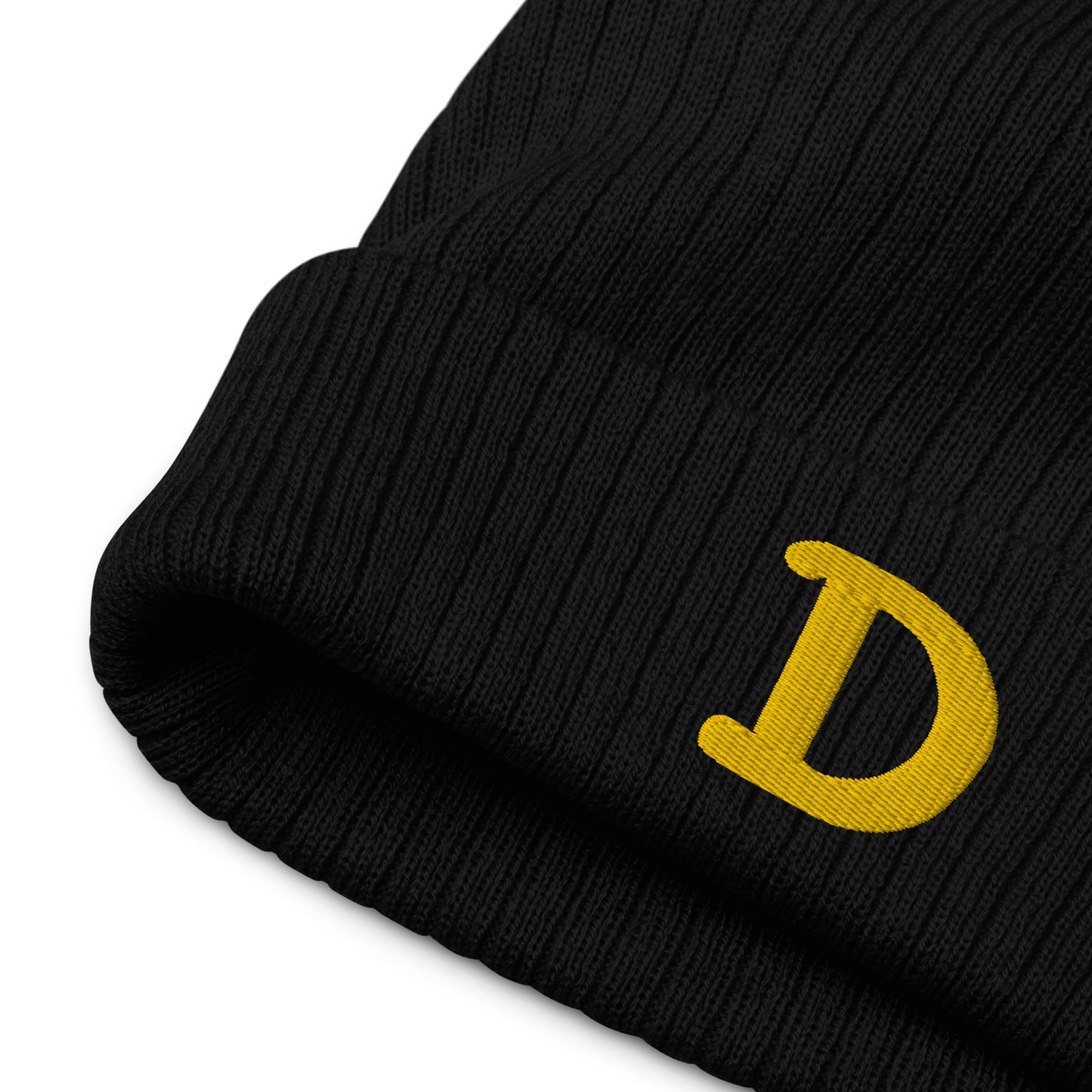 Detroit 'Old French D' Ribbed Beanie (Gold)