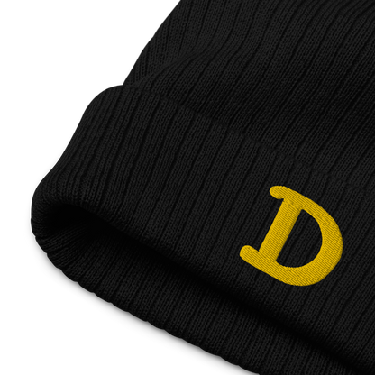 Detroit 'Old French D' Ribbed Beanie (Gold)